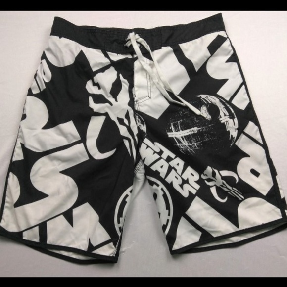 mens black and white swim trunks